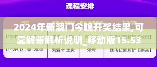2024年新澳门今晚开奖结果,可靠解答解析说明_移动版15.533