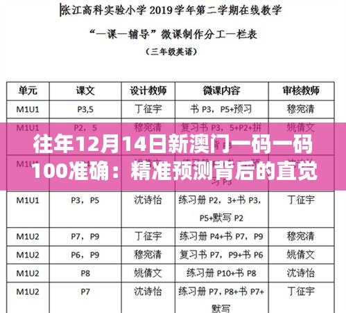 往年12月14日新澳门一码一码100准确：精准预测背后的直觉与逻辑
