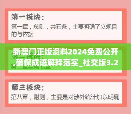 新澳门正版资料2024免费公开,确保成语解释落实_社交版3.258