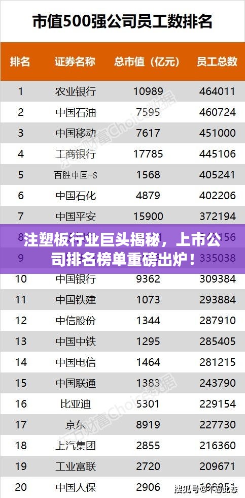 注塑板行业巨头揭秘，上市公司排名榜单重磅出炉！