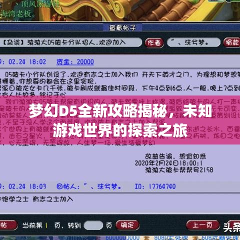 梦幻D5全新攻略揭秘，未知游戏世界的探索之旅