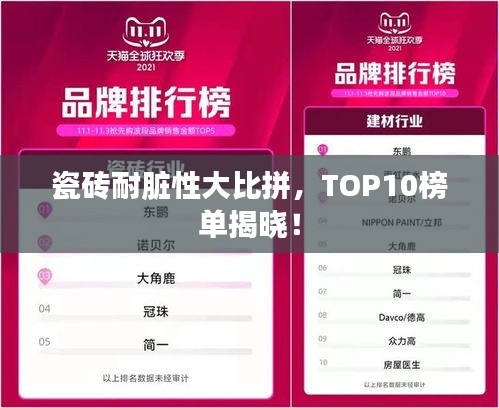 瓷砖耐脏性大比拼，TOP10榜单揭晓！