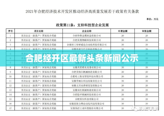 合肥经开区最新头条新闻公示