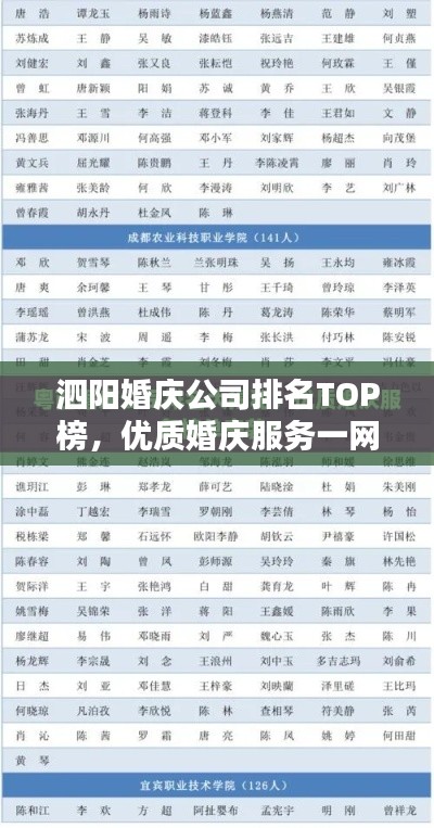 泗阳婚庆公司排名TOP榜，优质婚庆服务一网打尽！