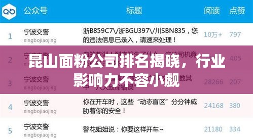 昆山面粉公司排名揭晓，行业影响力不容小觑