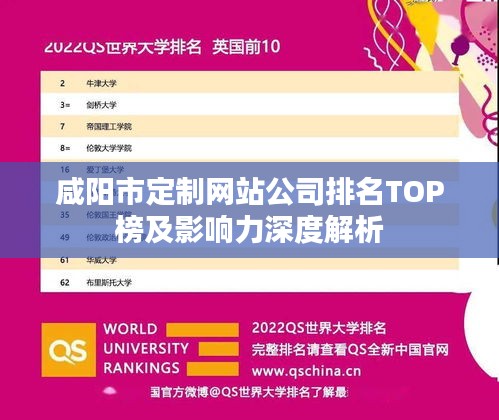 咸阳市定制网站公司排名TOP榜及影响力深度解析