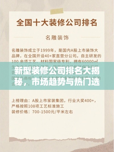 新型装修公司排名大揭秘，市场趋势与热门选择深度解读