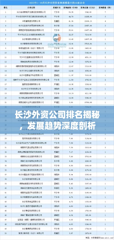 长沙外资公司排名揭秘，发展趋势深度剖析