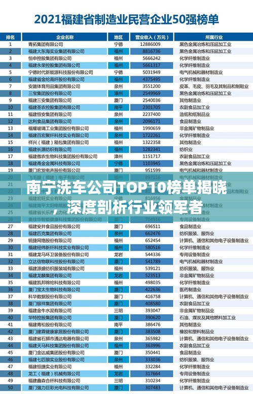 南宁洗车公司TOP10榜单揭晓，深度剖析行业领军者