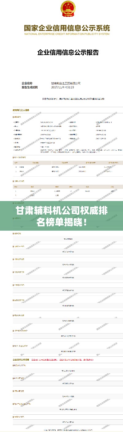 甘肃辅料机公司权威排名榜单揭晓！