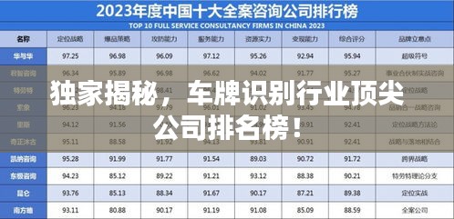 独家揭秘，车牌识别行业顶尖公司排名榜！