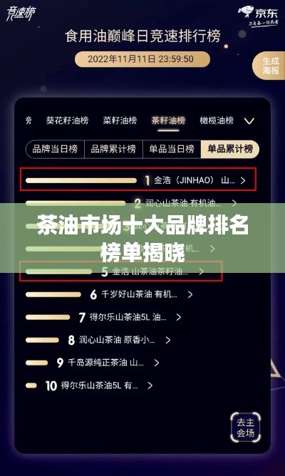 茶油市场十大品牌排名榜单揭晓
