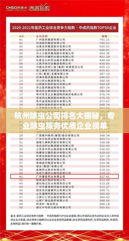 杭州除虫公司排名大揭秘，专业除虫服务优质企业榜单