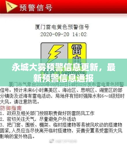 永城大雾预警信息更新，最新预警信息通报