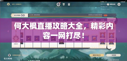 何大枫直播攻略大全，精彩内容一网打尽！