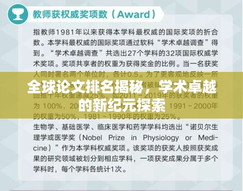 全球论文排名揭秘，学术卓越的新纪元探索
