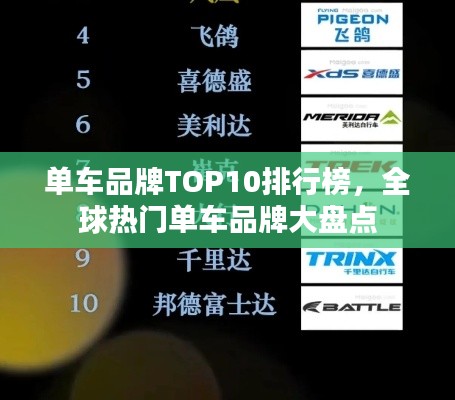 单车品牌TOP10排行榜，全球热门单车品牌大盘点