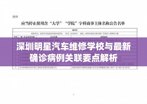 深圳明星汽车维修学校与最新确诊病例关联要点解析