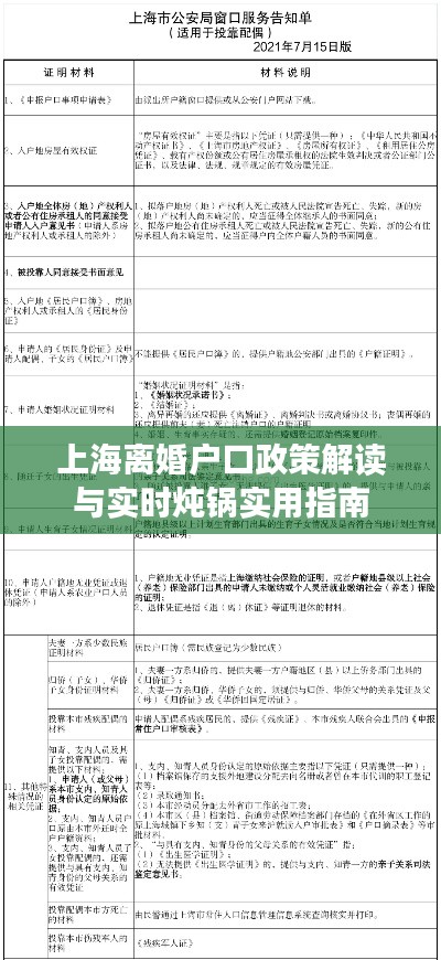 上海离婚户口政策解读与实时炖锅实用指南