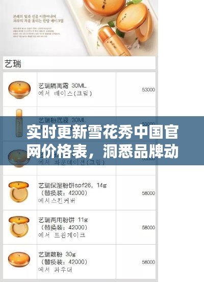 实时更新雪花秀中国官网价格表，洞悉品牌动态，购物指南