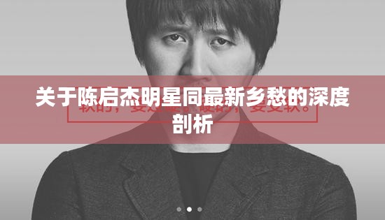 关于陈启杰明星同最新乡愁的深度剖析