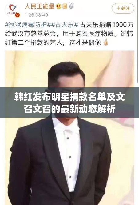 韩红发布明星捐款名单及文召文召的最新动态解析